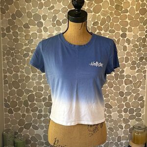 Hollister blue ombre cropped T-shirt – size large